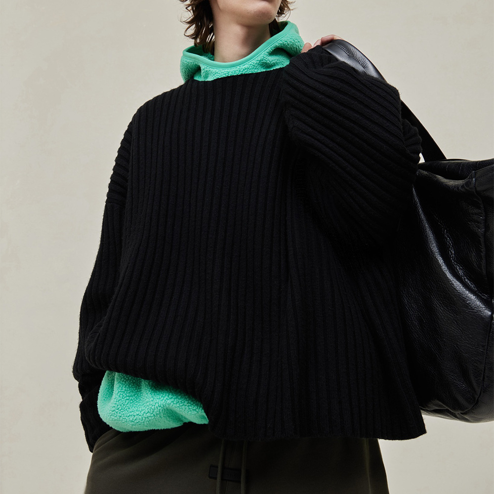 24FW nuevo FOG ESSENTIALS piña flor de punto hombre y mujer color sólido suéter de cuello redondo suelto