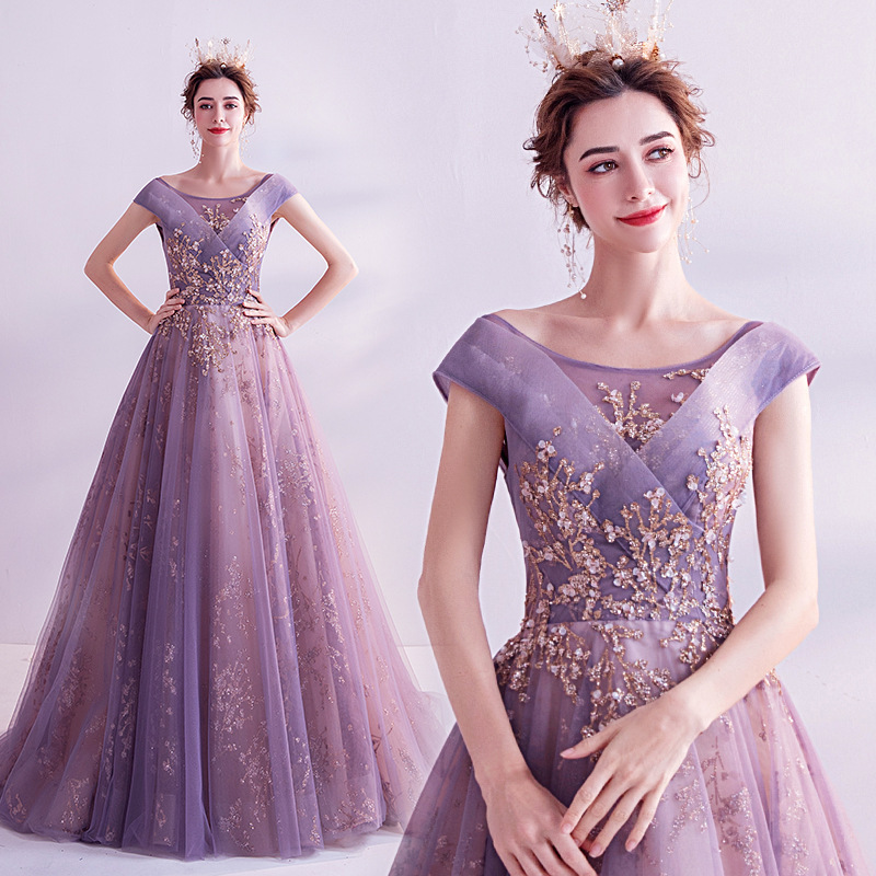 Evening Dress 2026 New Spring Purple Wedding Toast Dress Elegant Annual Meeting Host Wedding Dress