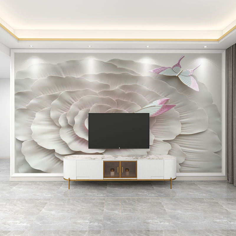 壁紙 3D 立体レリーフフランス花テレビの背景壁壁紙リビングルームの壁布寝室の壁布壁画|undefined