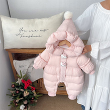新生儿冬季连体棉衣婴幼儿爬服女宝宝新款洋气保暖加厚抱衣包屁衣