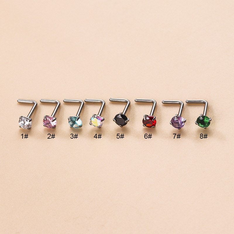 Fashion Geometric Stainless Steel Zircon Nose Studs 1 Piece display picture 1
