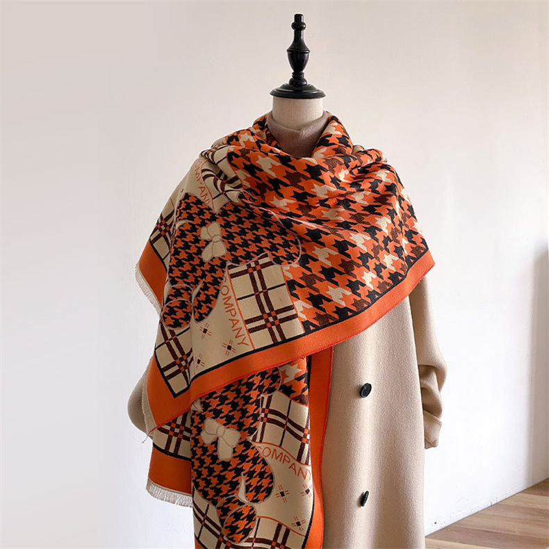 Waling Blanet~Designer coreano Little Bear Thousand Bird Pattern Sciarpa da donna invernale Scialle I mitation Cashmere Caldo_voghion.com