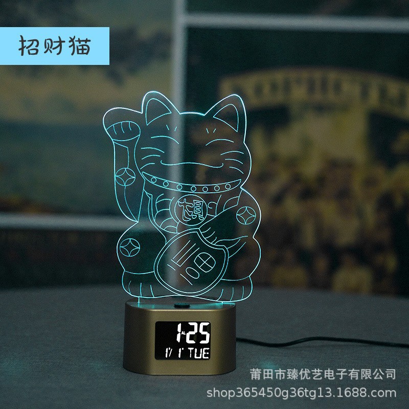 Reloj despertador infantil 3D creativo de venta caliente, luz nocturna multifunción, reloj electrónico de regalo, venta directa de fábrica