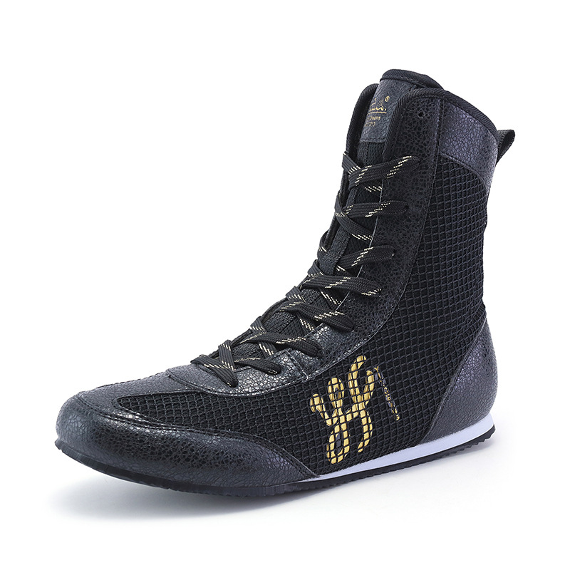 Shopping Mall Same Style Boxing Shoes for Men, Small Size 36-37, Large Size 45, Professional Competition Sports Shoes, Non-Slip, Wear-Resistant, for Sanda