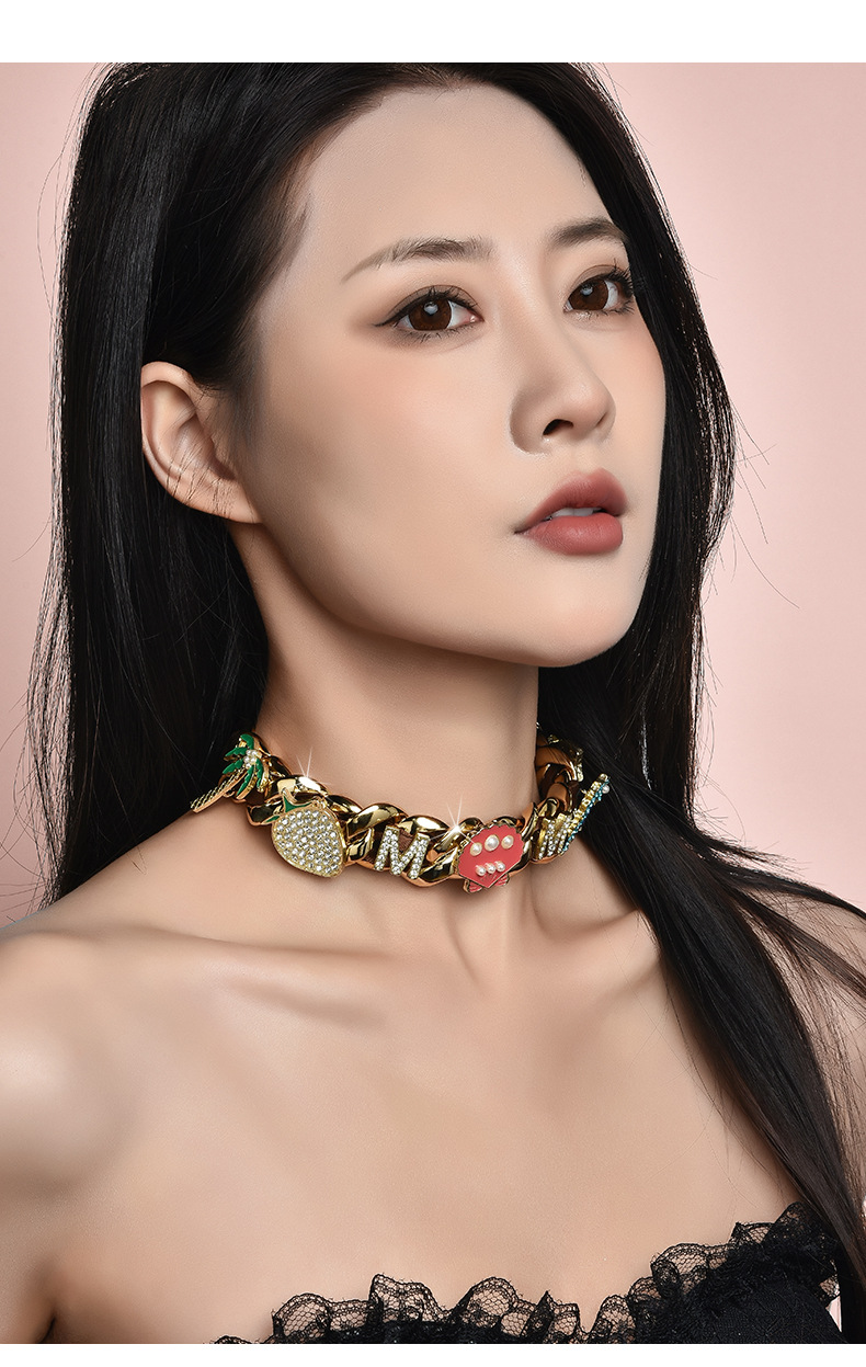 68g Weight Lobster Trigger Clasp Closure Clasp Closure Type Choker Classification Alloy Chain Material Cuban Link Chain Curb Chain Chain Type Casual, Street, Bar Occasion Alloy Material Letter, Scallop, Coconut Tree, Strawberry Pattern All Seasons Season Women's Gender Glam, Exaggerated Style Glam Exaggerated Letter Scallop Coconut Tree Alloy Cuban Link Chain Curb Chain Lobster Trigger Clasp Closure Choker Wholesale