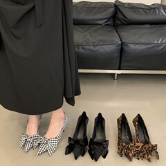 2025新款秋季小香风单鞋女尖头平底浅口蝴蝶结软底时尚百搭单鞋女