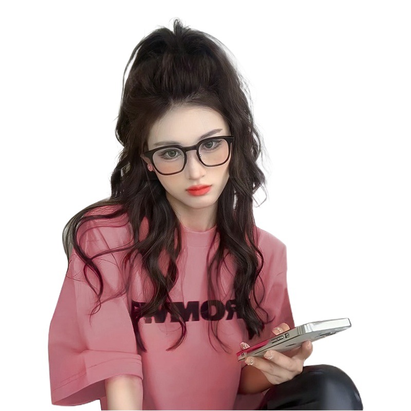 Peluca cola de caballo pelo largo femenino simulación pelo vigoroso chica luz sin sensación de caída medio lazo cascada princesa pelo rizado alta cola de caballo