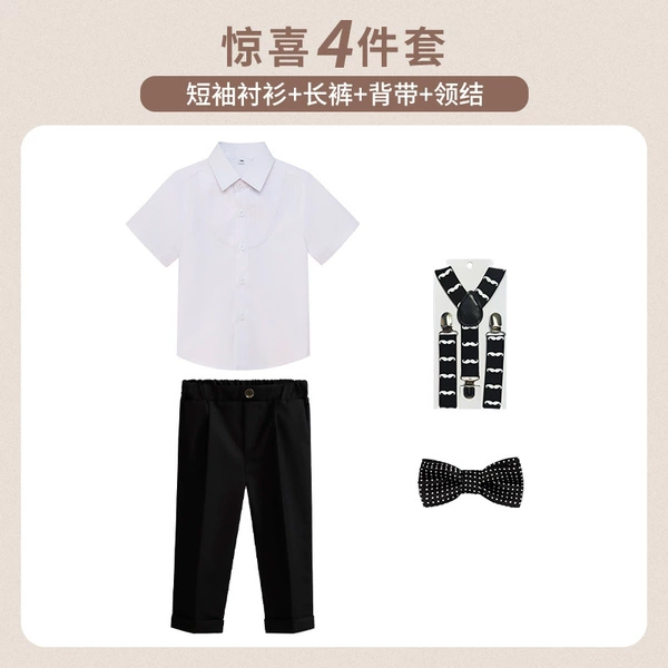 Small pleated short sleeves + 8818 trousers + beard strap + Y6Y1 bow tie