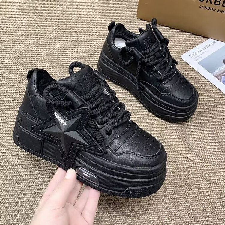 Europa estación zapatos de mujer 2026 primavera y otoño nuevo ligero de moda casual zapatos blancos muffin grueso zapatos de plantilla estrella para mujeres