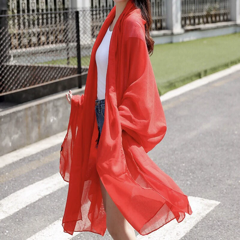 Чистый цвет красный шелковый шарф женский многогранный танцевальный подиум тонкий пляжный платок