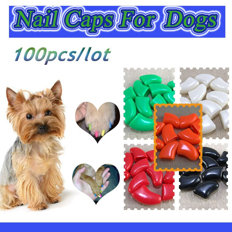 100 шт. защитных колпачков для когтей собак, одноразовые, с клеем, для Amazon/TKTEMU