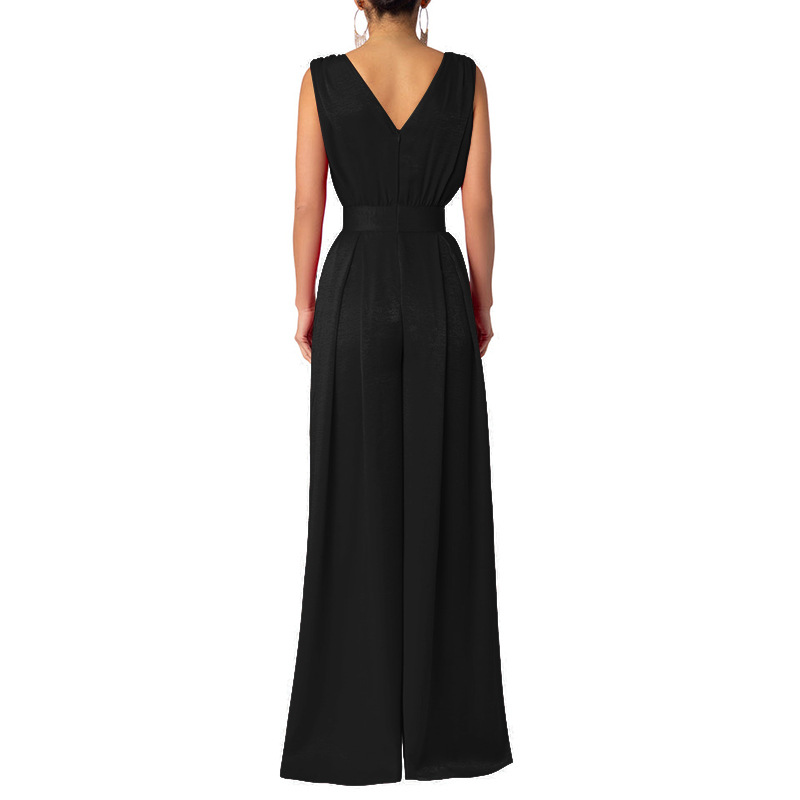Dam jumpsuit slim fit med hög midja och vida byxben_voghion.com