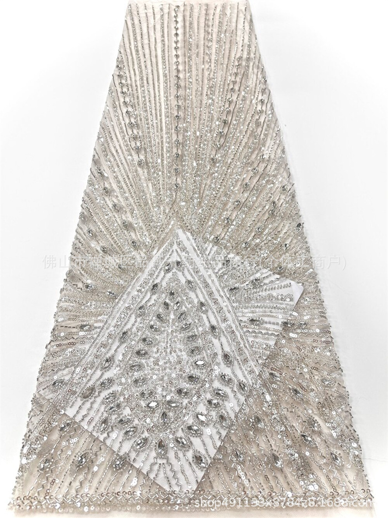 Vertical V radiante tubo de diamante de plata tela de malla de tela de vestido delgada larga cortar al por mayor