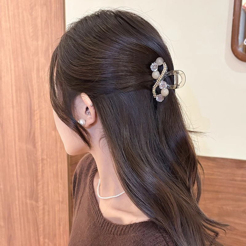 亚克力水钻爆款发抓鲨鱼夹盘发抓夹后脑勺饱满批发蝴蝶结精致发夹|undefined