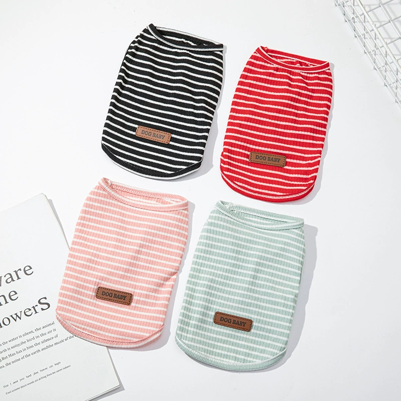 Источник Фабрика Pet Полосатый жилет Собака Весенний и летний жилет Одежда для домашних животных Одежда для собак
