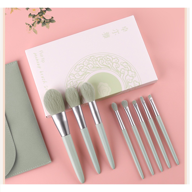 Zhuolya herramientas de belleza sombra ojos cepillo traje cangzhou morandi portátil 8 señaló cola pinceles maquillaje conjunto completo al por mayor