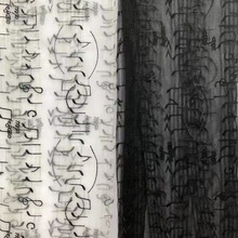 时尚蝴蝶音符网纱绣花布 黑白透视网布刺绣蕾丝连衣裙女装面料