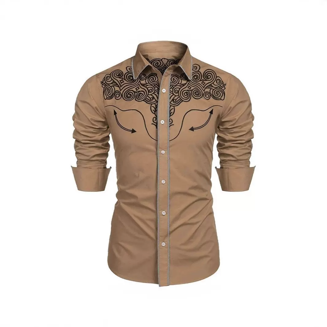 TEUM外贸亚马逊跨境 3D数码印花 男士翻领印花休闲百搭长袖衬衫