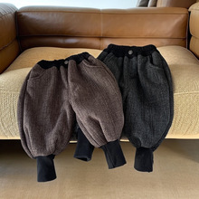 宝宝冬季加绒裤男童冬装加厚休闲裤婴儿童韩版帅气保暖裤一件代发