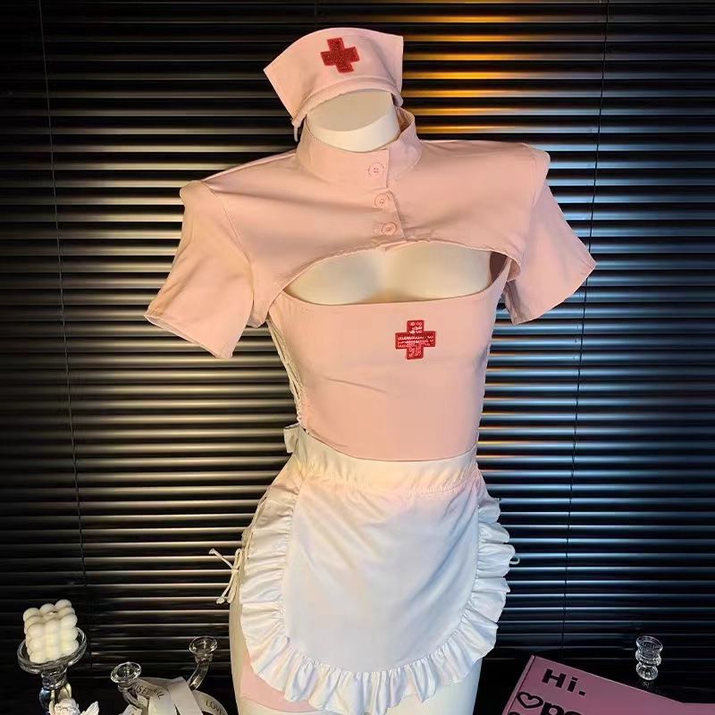 Nurse Roleplay Lingerie Set, Polyester Uniform Costume with Bag Packaging — detail image 2