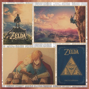 Free Shipping The Legend of Zelda Game Poster Internet Cafe Dormitory Vintage Kraft Paper Decorative Wall Painting Mural