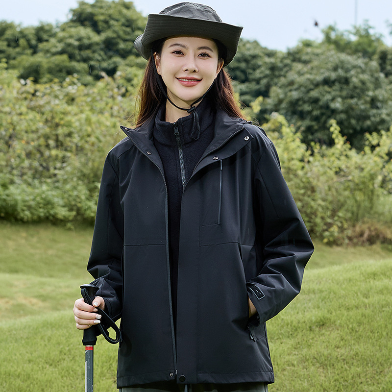 新款户外冲锋衣女防风防水保暖三合一摇粒绒两件套男时尚骑行外套|undefined
