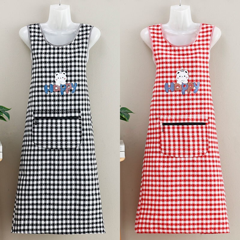 Apron New Style Cotton and Linen Fashionable Home Work Anti-Fouling Work Clothes Waistcoat Cover Kitchen Stain-Resistant Breathable Extended