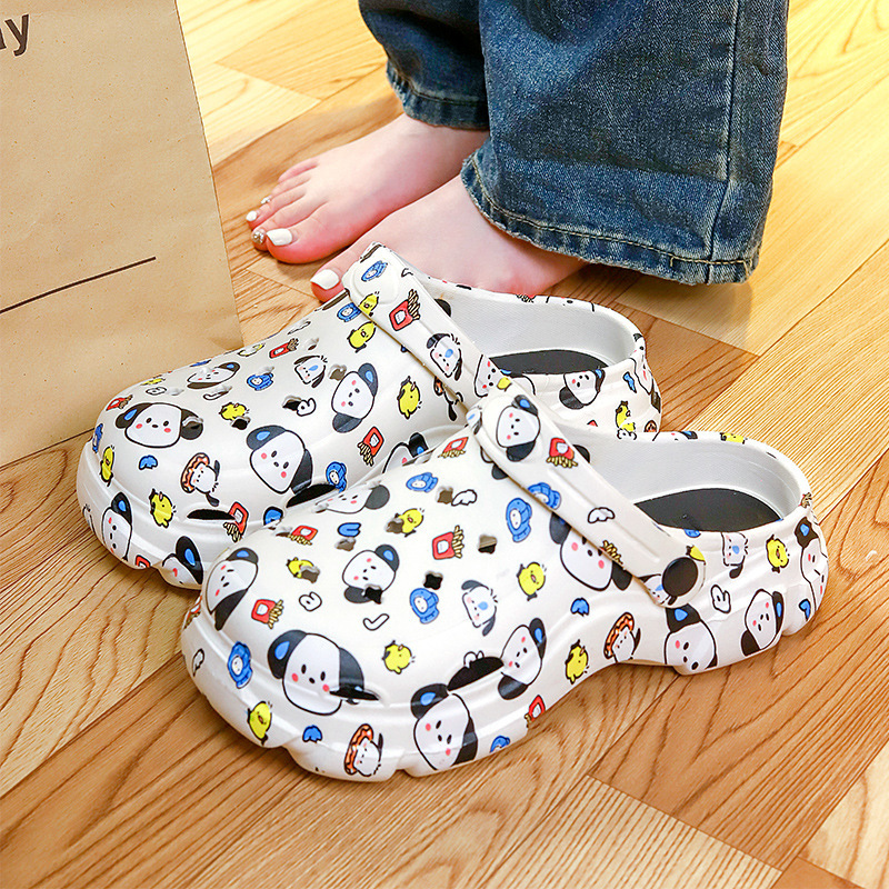 Cute Cave Shoes Female Summer Students Outer Wear Girls' Heart Internet Popular Non-Slip Thick Bottom Beach Dung Feeling Baotou Half Slippers