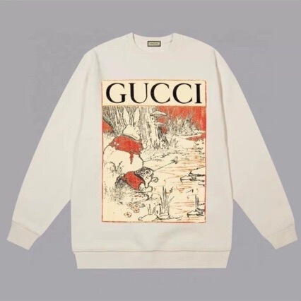 Player Version Gujia Gu New 25Ss Rabbit Dog Animal Cartoon Print Sweatshirt Long-Sleeved Versatile Wide Men and Women
