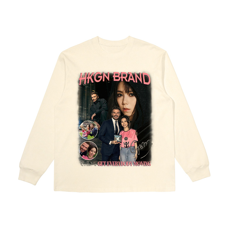 Deng Ziqi Beckham impresa camiseta de manga corta de cuello redondo suelta estrella de moda de fútbol