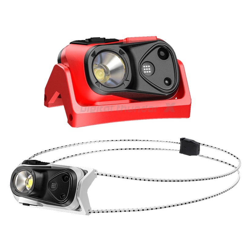 Nuevo al aire libre LED inducción faro noche corriendo ligero faro carga impermeable pesca faro rojo y blanco doble Luz