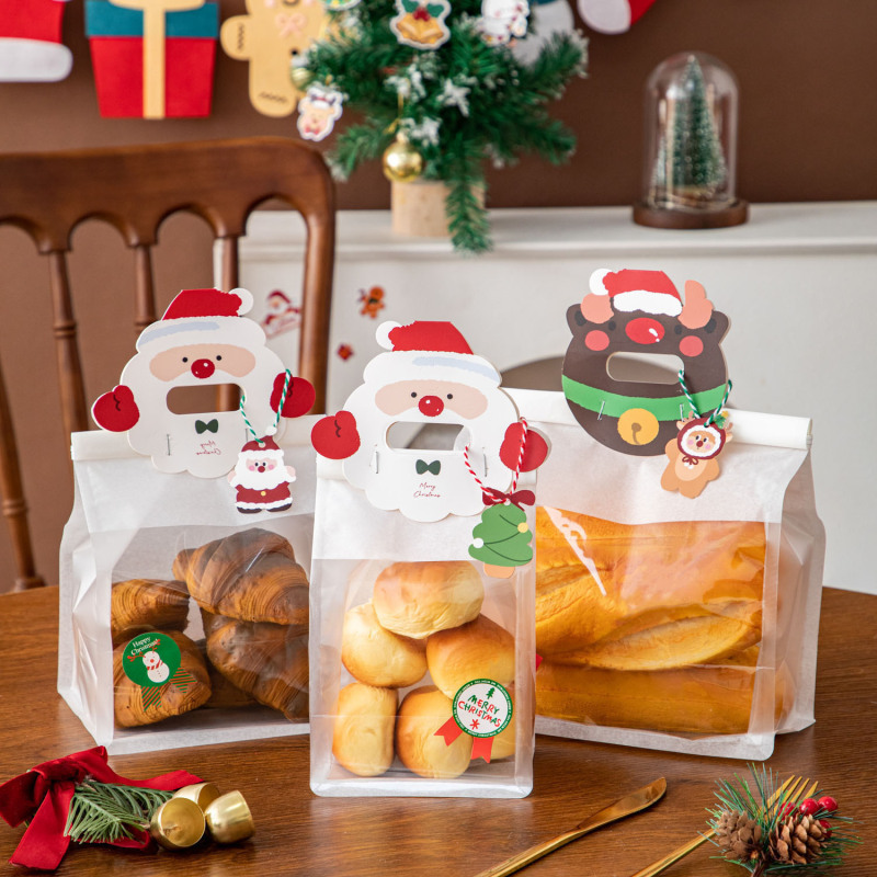 クリスマス包装袋トーストパン袋自封袋透明食品級手提げ袋貝果トースター封袋|undefined