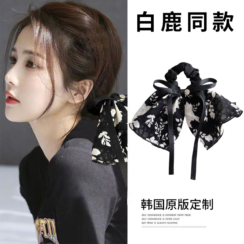 Retro floreciente correa arco intestino grueso anillo de cabello de cola de caballo femenina elegante correa de correa de correa de correa 2024 nuevo
