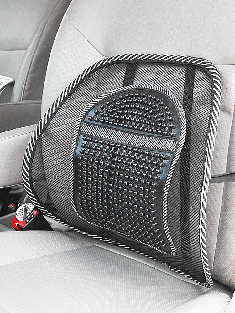 Car Seat Summer Ice Silk Lumbar Support Breathable Waist Support Chair Back Cushion Small Leather Cushion Massage Office Backrest