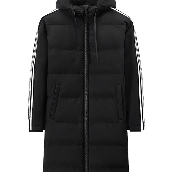 Thickened and lengthened over-the-knee Zhongshan cotton coat for men, 2026 new model, large size, autumn and winter, thickened, warm, casual, trendy, with hood