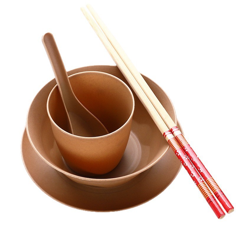 稻壳一次性餐具碗筷套装盘杯子可循环用食品级聚餐家用野餐多件套|undefined