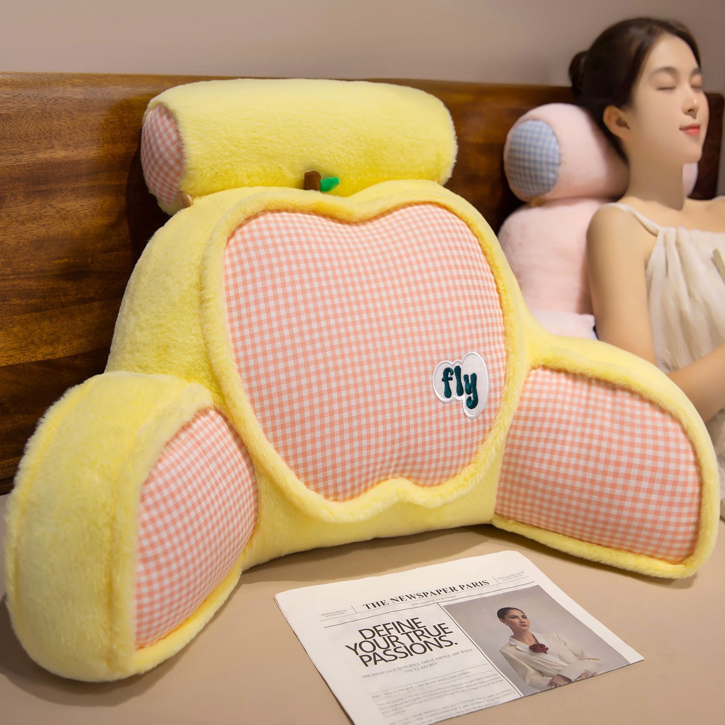 Dopamine Apple Backrest Pillow Bedside Cushion Bed Reading Pillow Sofa Pillow Girls Sleeping Waist Support Pillow
