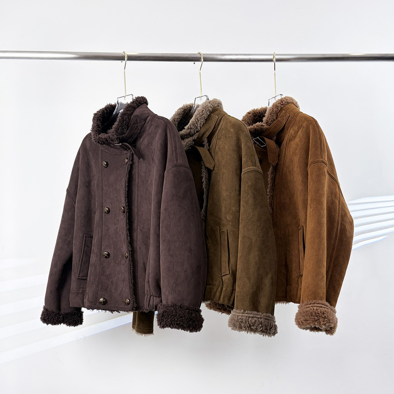 Haining fur motorcycle style all-wool shearling jacket for women, short style, thickened lamb wool, sheepskin shearling winter jacket Haining fur motorcycle style all-wool shearling jacket for women, short style, thickened lamb wool, sheepskin shearling winter jacket