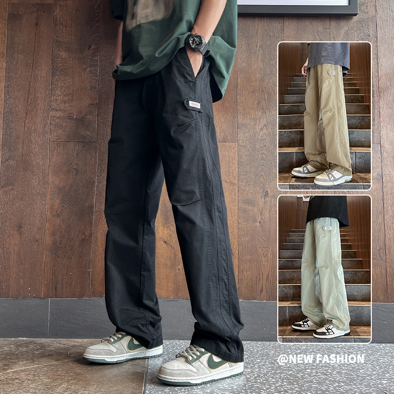Heavy American Style Straight Trendy Casual Pants Pure Cotton Spring and Autumn New All-match Loose Wide-leg Work Pants for Men
