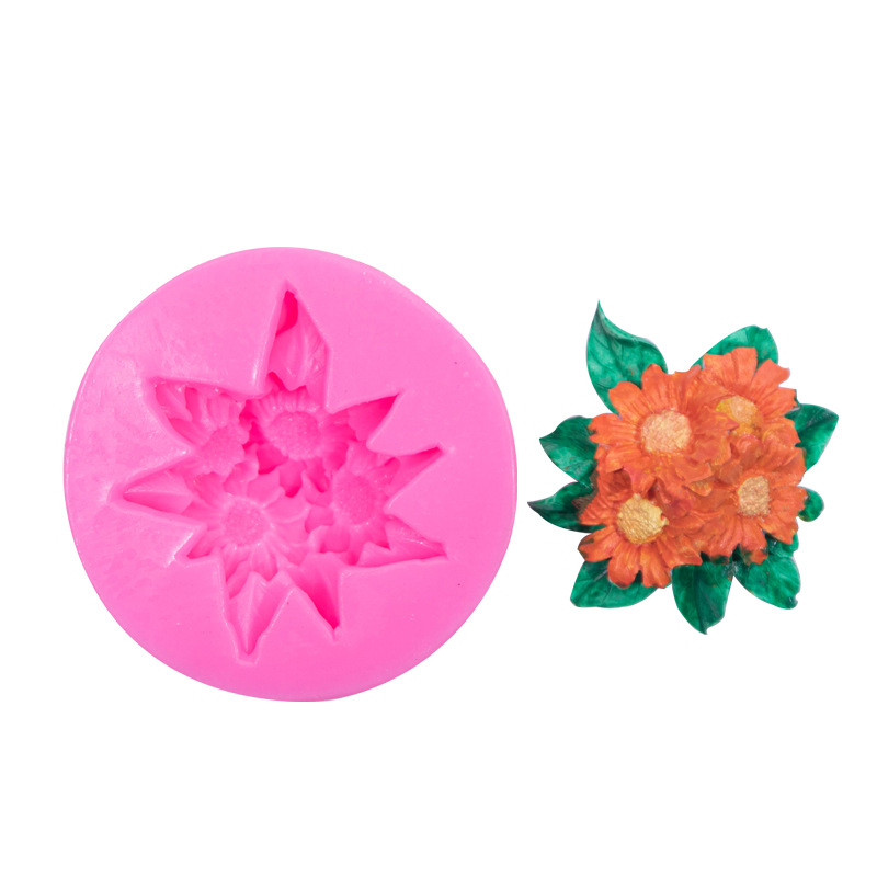 Girasol Rosa Clavel fondant cake molde de silicona DIY coche aromaterapia decoración colgante epoxi