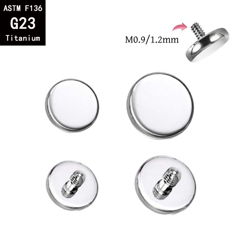 G23 Titanium External Thread Polished Flat-Bottom Curved Round Disc Ear Stud - F136 Titanium Alloy Lip Stud Implant Stud Body Piercing Jewelry detail image 11