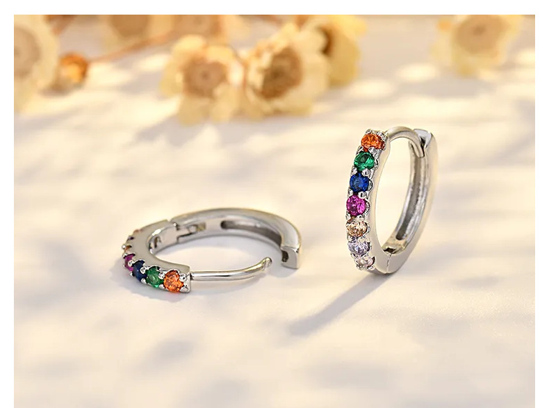 3g Weight Copper Ear Needle Material Zircon Inlay Material Hoop Earrings Classification 1 Pair Quantity Daily Occasion Copper Material Geometric Pattern Women's Gender Simple Style Style 1 Pair Simple Style Geometric Copper Zircon Hoop Earrings 7