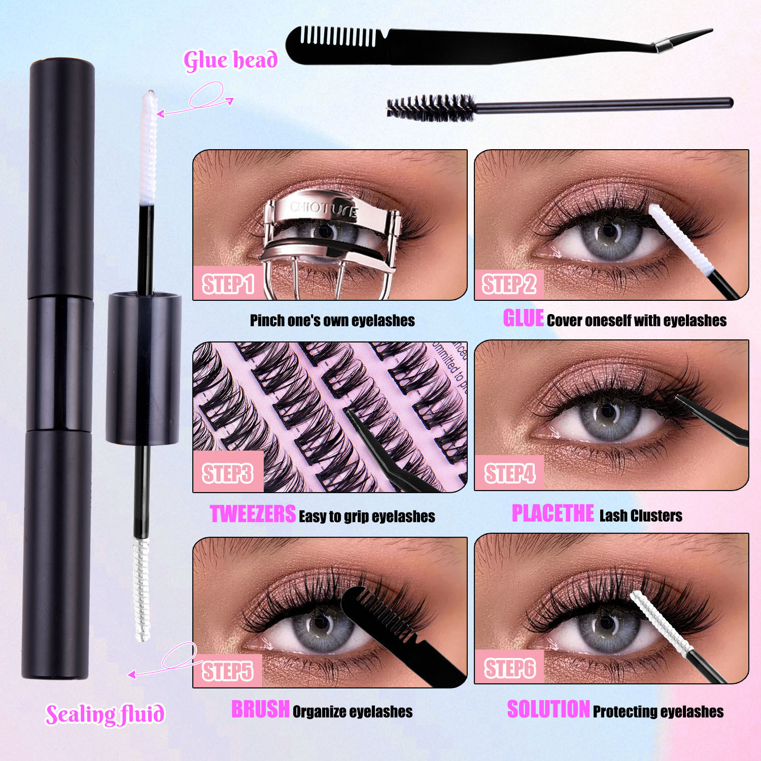 European and American cross border 150 clusters of D curve DIY eyelashes natural and dense segmented single cluster grafted false eyelashes wholesale_voghion.com