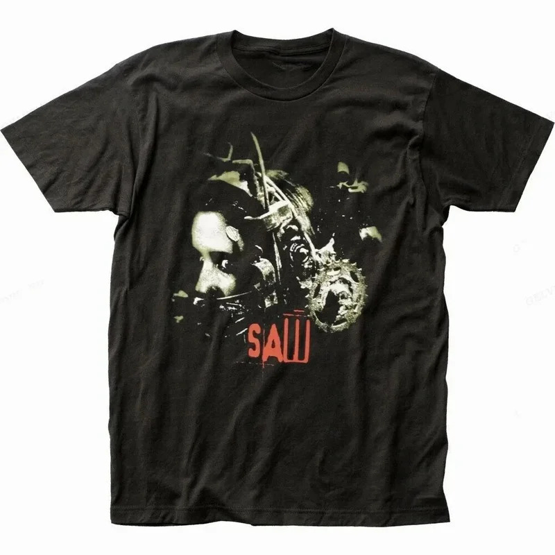 Cross-Border Pure Cotton Short-Sleeve Men's T-Shirt, Movie "Electric Saw Man's Head Torture" T-Shirt, Horror Elements, American Retro