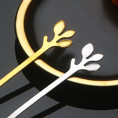Stainless steel leaf fruit fork household cake mooncake knife and fork dessert fork creative fruit spoon tableware set