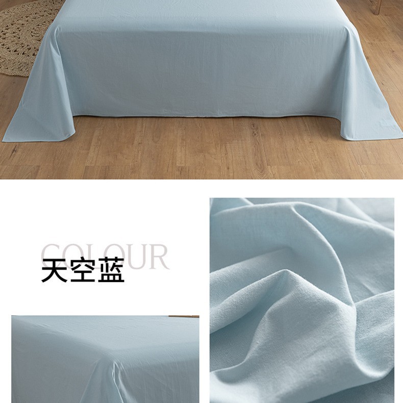 Sábanas engrosadas de algodón puro pieza única 100 algodón nuevo dormitorio de estudiantes azul edredón para dormir desnudo juego de tres piezas de funda de almohada individual