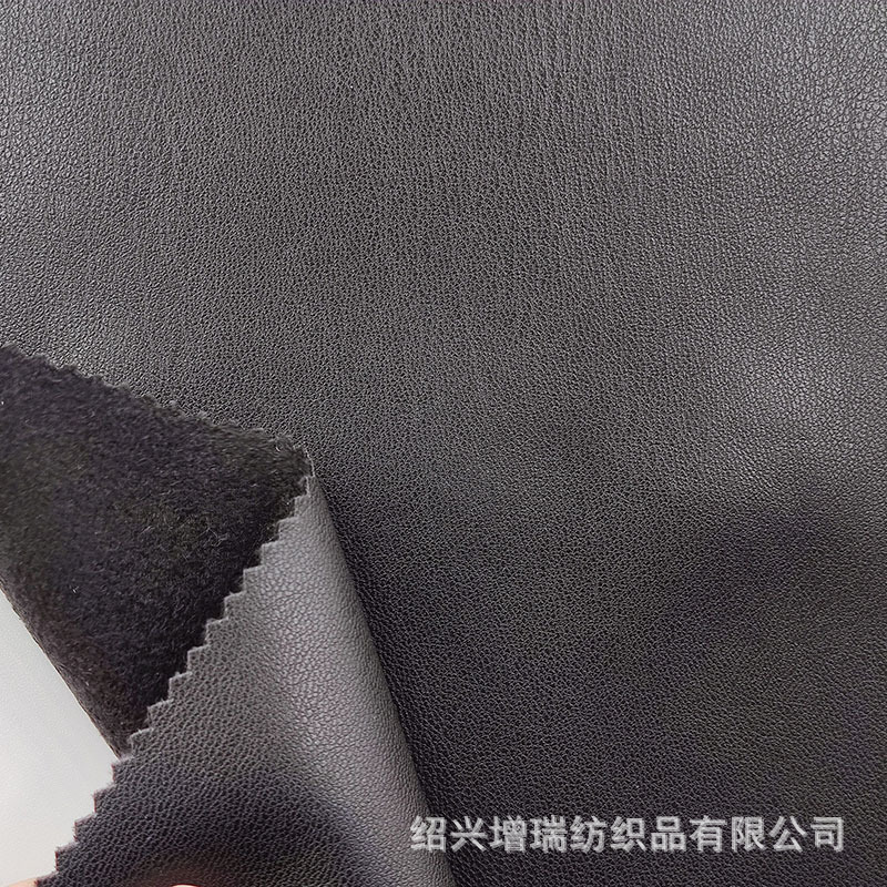 现货批发薄款麂皮绒皮革湿法水洗pu皮料软皮 pu皮裤面料加绒