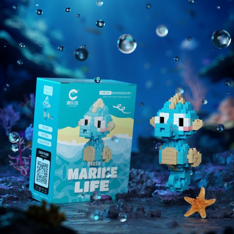 Compatible con Lego Ocean Animal Shark Pez payaso Muñeca de dibujos animados Bloque de construcción de juguete Regalo del día de los niños