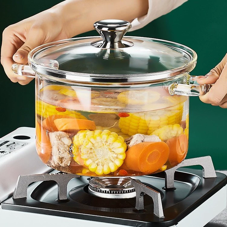 Горшок из боросиликатного стекла высокотемпературный газовый бытовой открытый пламя прозрачный бинауральный горшок для тушения электрическая керамическая плита нагревательный горшок суповой горшок