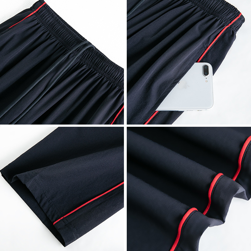 (2개) 고등학교 바지 네이비 스포츠 바지 빨간색과 파란색 바 학생 유니폼 바지 바지 1 바 화이트 에지 여름 얇은